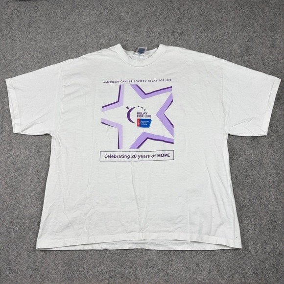 Delta Pro Weight Other - Vintage Canncer Society Relay T-Shirt Mens 2XL American For Life White Y2K 90s